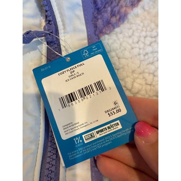 NWT DSG Girls Ice Cave Multi Cozy Fleece Full Zip Jacket Size S(8-9) - Picture 5 of 5